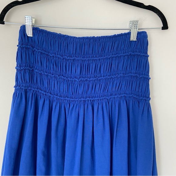 Akris Punto Pleated Knee Length Smocked Waist Skirt in Royal Blue sz 4 - Picture 7 of 8